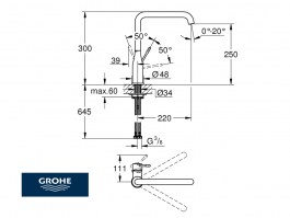 MEDIDAS MONOMANDO COCINA ESSENCE GROHE